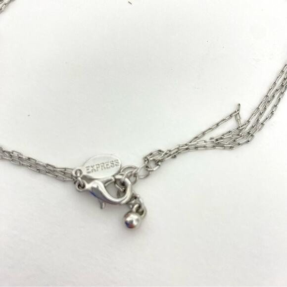 Express Women's Silver Tone  and Clear Bead Statement Necklace - Picture 4 of 5